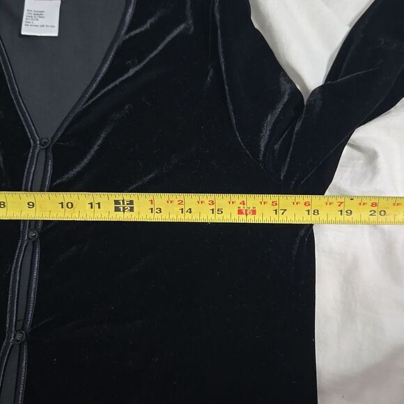 American Girl© Cardigan Junior L Black Velvety Shrug Sweater Dressy - Picture 12 of 13